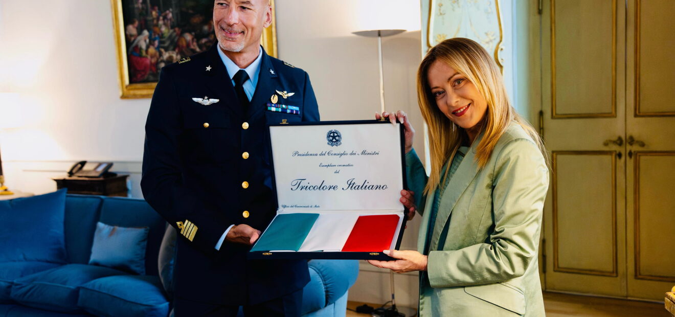 Giorgia Meloni e Luca Parmitano durante l'incontro a Palazzo Chigi